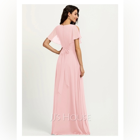JJ’s House A-Line V-neck Floor-Length Chiffon Bridesmaid Dress - Picture 5 of 13